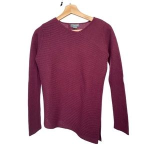 Griffen Cashmere Women’s‎ Asymmetrical Hem and Neckline Burgundy Color Sweater